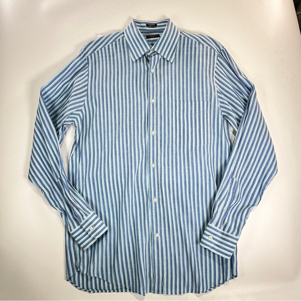 Paul & Shark Men’s Linen Button Down Striped Shirt Blue Medium - Picture 2 of 14